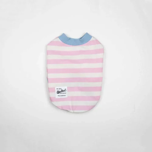 配色ボーダーTEE【BABY PINK】
