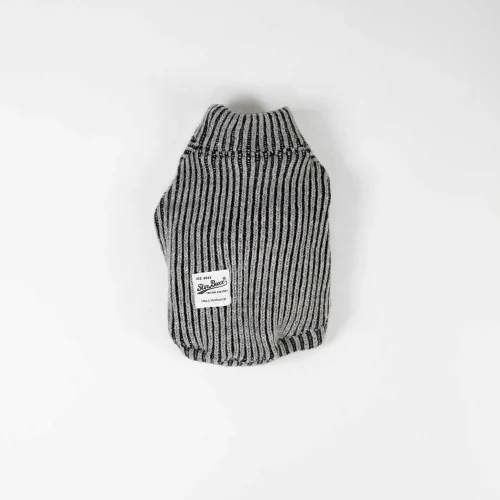 片畦ボトルネックプルオーバー【GRY×BLK】